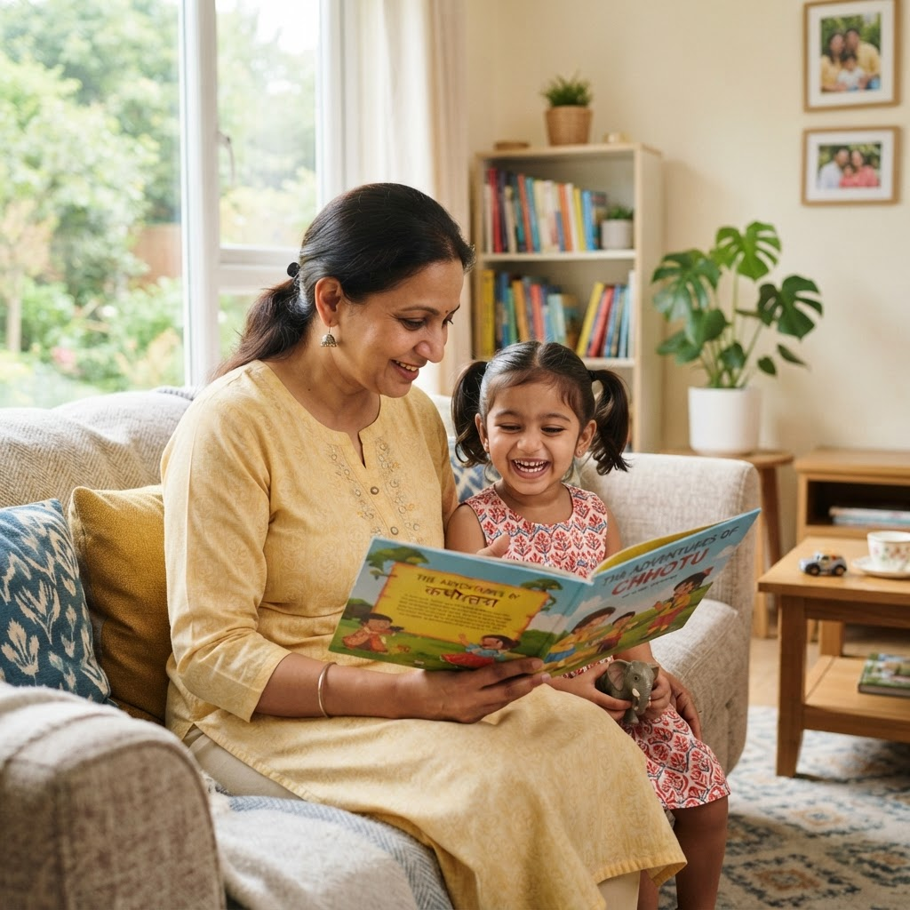 Indian family receiving caring support